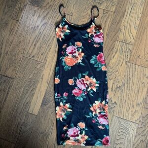 Fashion Nova Black Floral Midi Dress